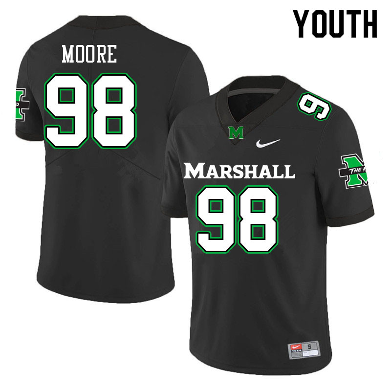 Youth #98 Charles Moore Marshall Thundering Herd College Football Jerseys Sale-Black - Click Image to Close